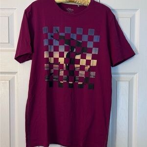 Burgundy Short Sleeve Tee with Surf Design